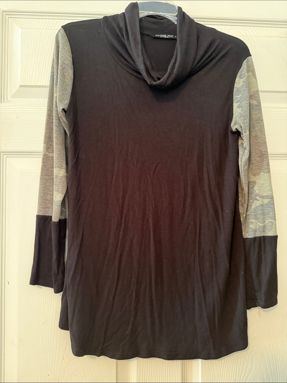 Acting Pro Black Tunic with Green Camo Sleeve Panels